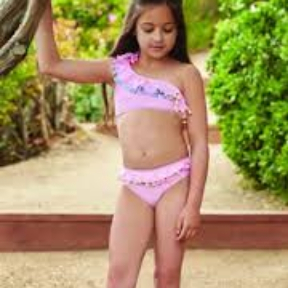 NEW PQ Kids Pink Pom Pom Bikini Size 14 - Picture 2 of 8